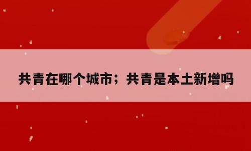 共青在哪个城市；共青是本土新增吗