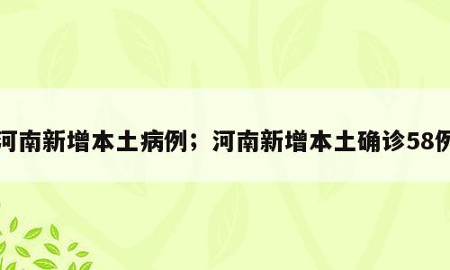 河南新增本土病例；河南新增本土确诊58例