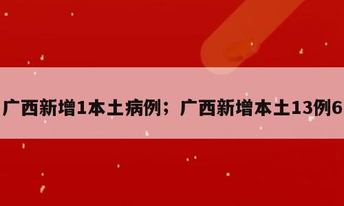 广西新增1本土病例；广西新增本土13例6