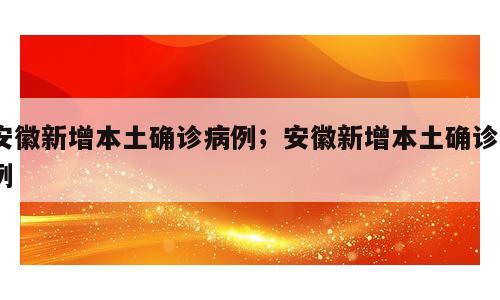 安徽新增本土确诊病例；安徽新增本土确诊9例