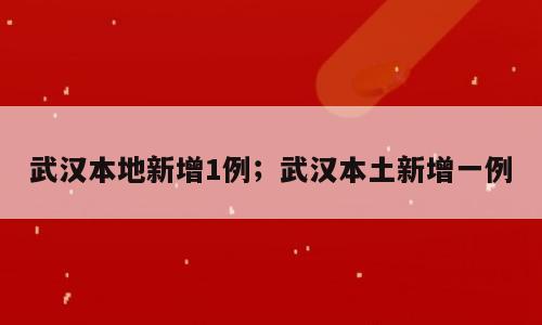 武汉本地新增1例；武汉本土新增一例