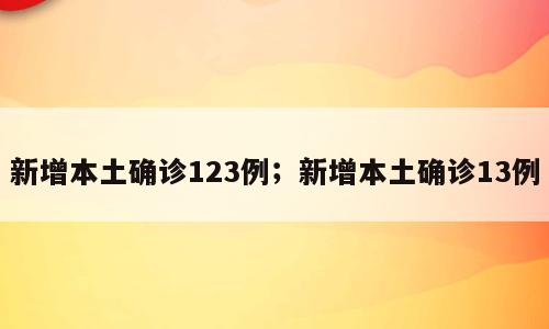 新增本土确诊123例；新增本土确诊13例