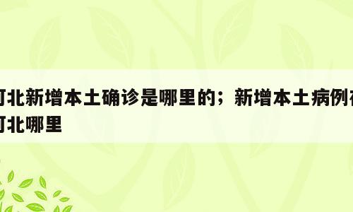 河北新增本土确诊是哪里的；新增本土病例在河北哪里