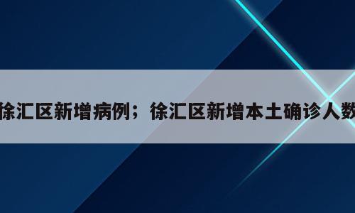 徐汇区新增病例；徐汇区新增本土确诊人数