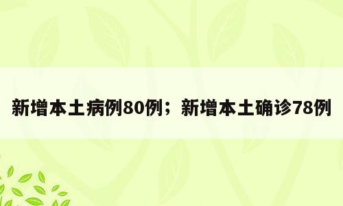 新增本土病例80例；新增本土确诊78例