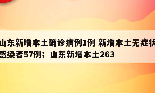 山东新增本土确诊病例1例 新增本土无症状感染者57例；山东新增本土263