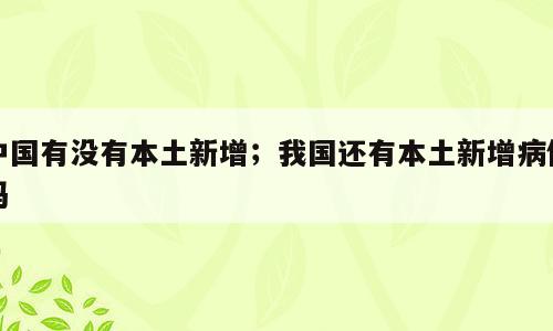 中国有没有本土新增；我国还有本土新增病例吗
