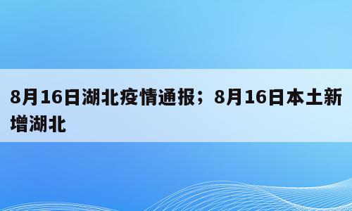 8月16日湖北疫情通报；8月16日本土新增湖北