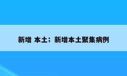 新增 本土；新增本土聚集病例