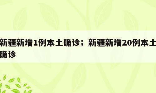 新疆新增1例本土确诊；新疆新增20例本土确诊