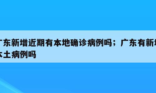 广东新增近期有本地确诊病例吗；广东有新增本土病例吗