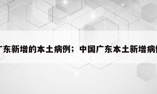 广东新增的本土病例；中国广东本土新增病例