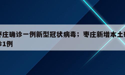 枣庄确诊一例新型冠状病毒；枣庄新增本土确诊1例