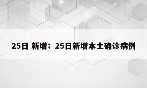 25日 新增；25日新增本土确诊病例