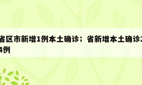 省区市新增1例本土确诊；省新增本土确诊24例
