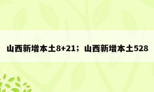 山西新增本土8+21；山西新增本土528