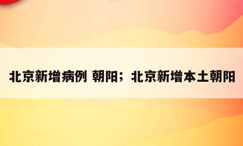 北京新增病例 朝阳；北京新增本土朝阳