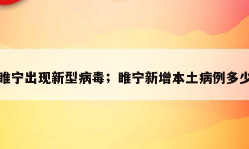 睢宁出现新型病毒；睢宁新增本土病例多少