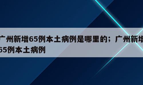 广州新增65例本土病例是哪里的；广州新增65例本土病例
