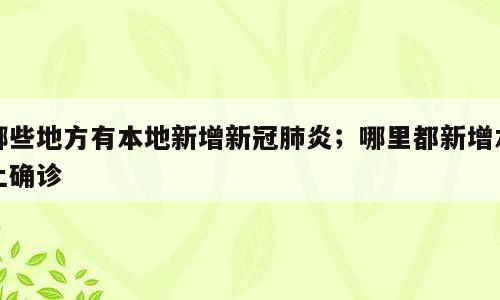 哪些地方有本地新增新冠肺炎；哪里都新增本土确诊