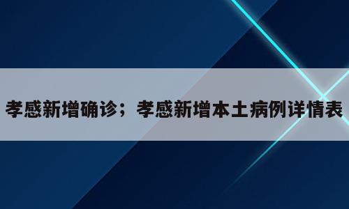 孝感新增确诊；孝感新增本土病例详情表