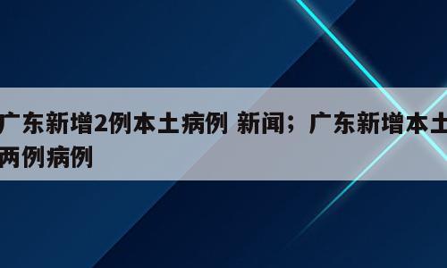 广东新增2例本土病例 新闻；广东新增本土两例病例