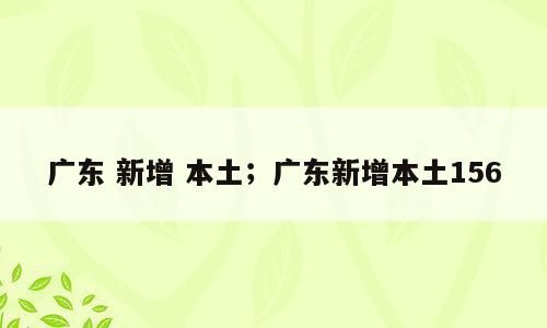 广东 新增 本土；广东新增本土156