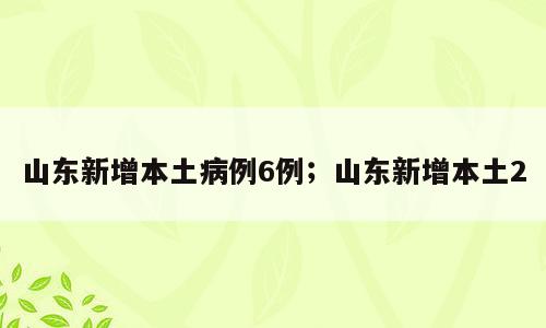 山东新增本土病例6例；山东新增本土2