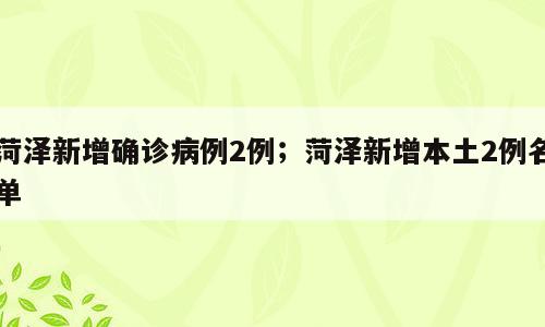 菏泽新增确诊病例2例；菏泽新增本土2例名单