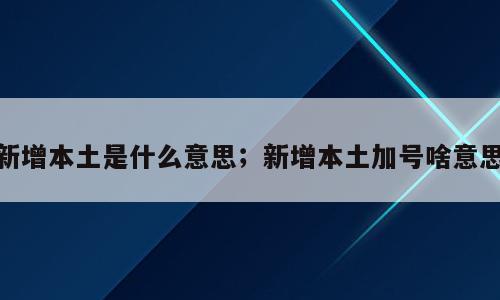 新增本土是什么意思；新增本土加号啥意思