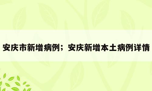 安庆市新增病例；安庆新增本土病例详情