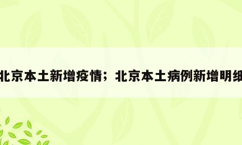 北京本土新增疫情；北京本土病例新增明细