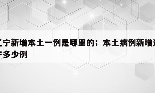 辽宁新增本土一例是哪里的；本土病例新增辽宁多少例