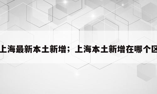 上海最新本土新增；上海本土新增在哪个区