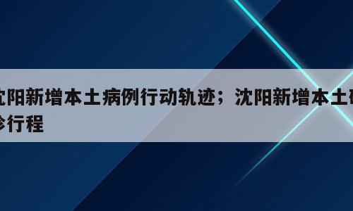 沈阳新增本土病例行动轨迹；沈阳新增本土确诊行程