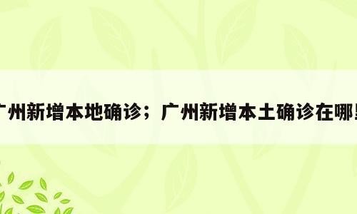 广州新增本地确诊；广州新增本土确诊在哪里