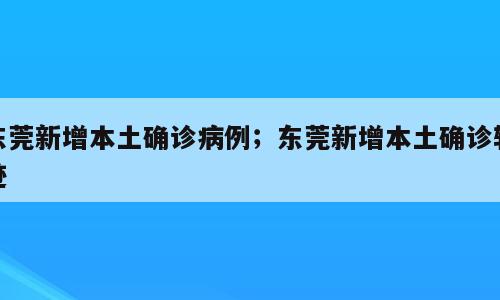 东莞新增本土确诊病例；东莞新增本土确诊轨迹