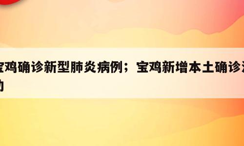 宝鸡确诊新型肺炎病例；宝鸡新增本土确诊活动