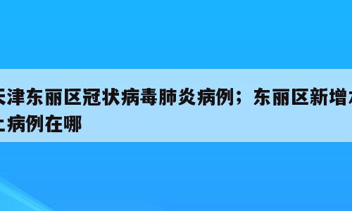 天津东丽区冠状病毒肺炎病例；东丽区新增本土病例在哪