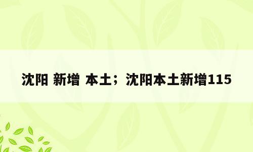 沈阳 新增 本土；沈阳本土新增115