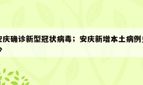 安庆确诊新型冠状病毒；安庆新增本土病例多少