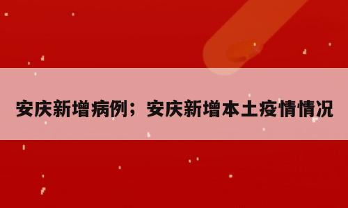 安庆新增病例；安庆新增本土疫情情况