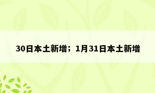 30日本土新增；1月31日本土新增