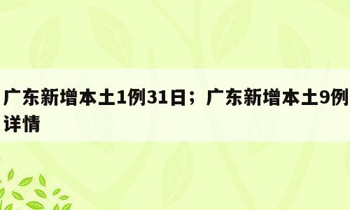 广东新增本土1例31日；广东新增本土9例详情