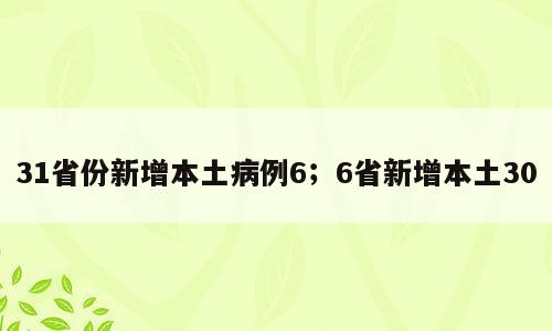 31省份新增本土病例6；6省新增本土30