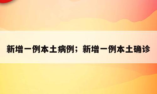 新增一例本土病例；新增一例本土确诊