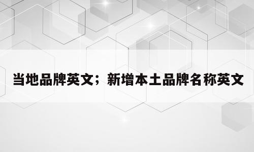 当地品牌英文；新增本土品牌名称英文