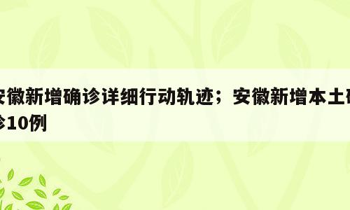 安徽新增确诊详细行动轨迹；安徽新增本土确诊10例