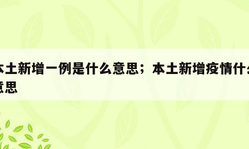 本土新增一例是什么意思；本土新增疫情什么意思