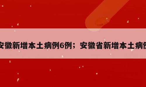 安徽新增本土病例6例；安徽省新增本土病例